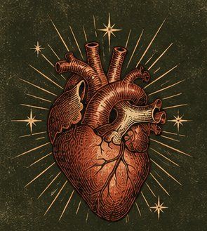 An engraved anatomical heart